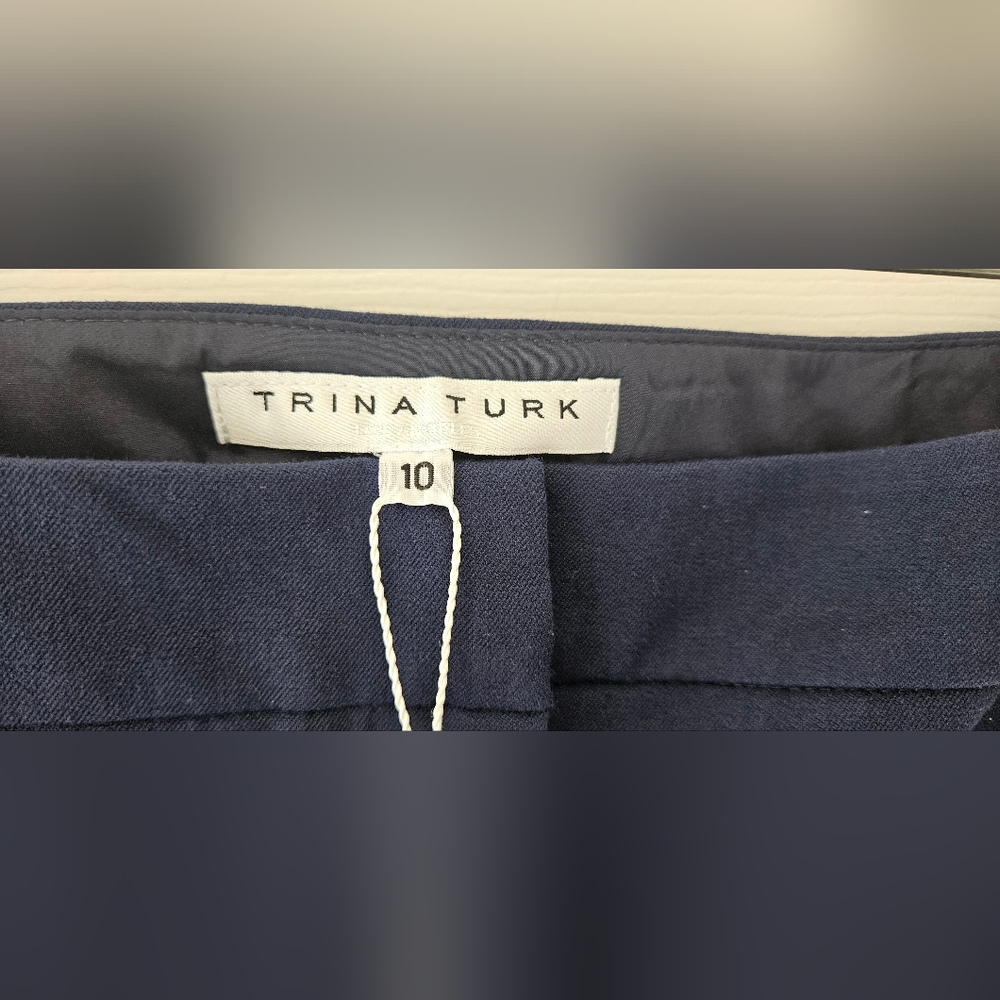 NWT Trina Turk LuLu Straight Leg- Ankle  Cropped Pants- Size 10, Color- Indigo - Picture 2 of 9